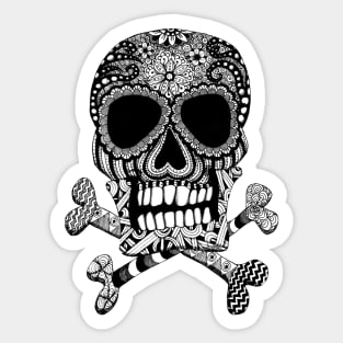 Black and White Skull and Crossbones Sticker